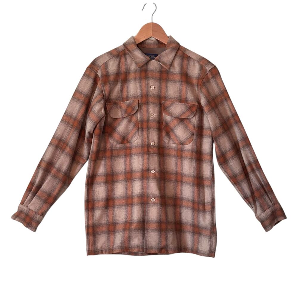 Pendleton Board Shirt Sz Small Archive 1958 HTF FLAWS Orange Rust Tan Brown
